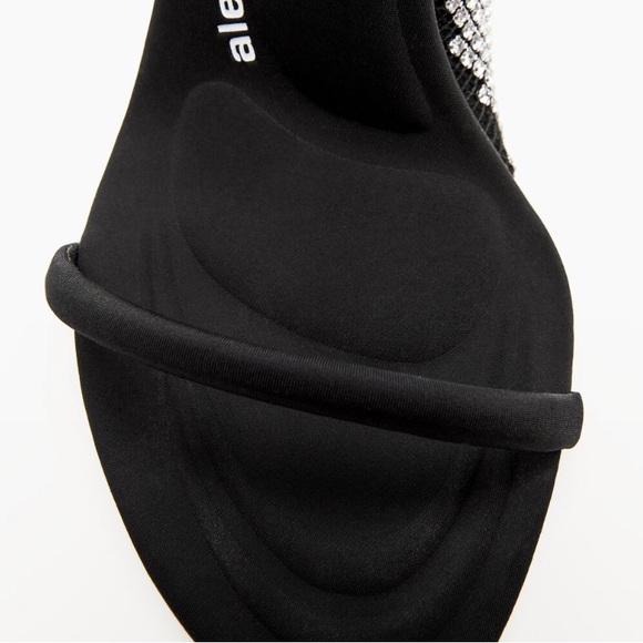 🆕ALEXANDER WANG DALIA 95 CHRYSTAL DIAMANTE WEDGE HEEL STRAPPY SANDAL 41 NYLON - Picture 9 of 11